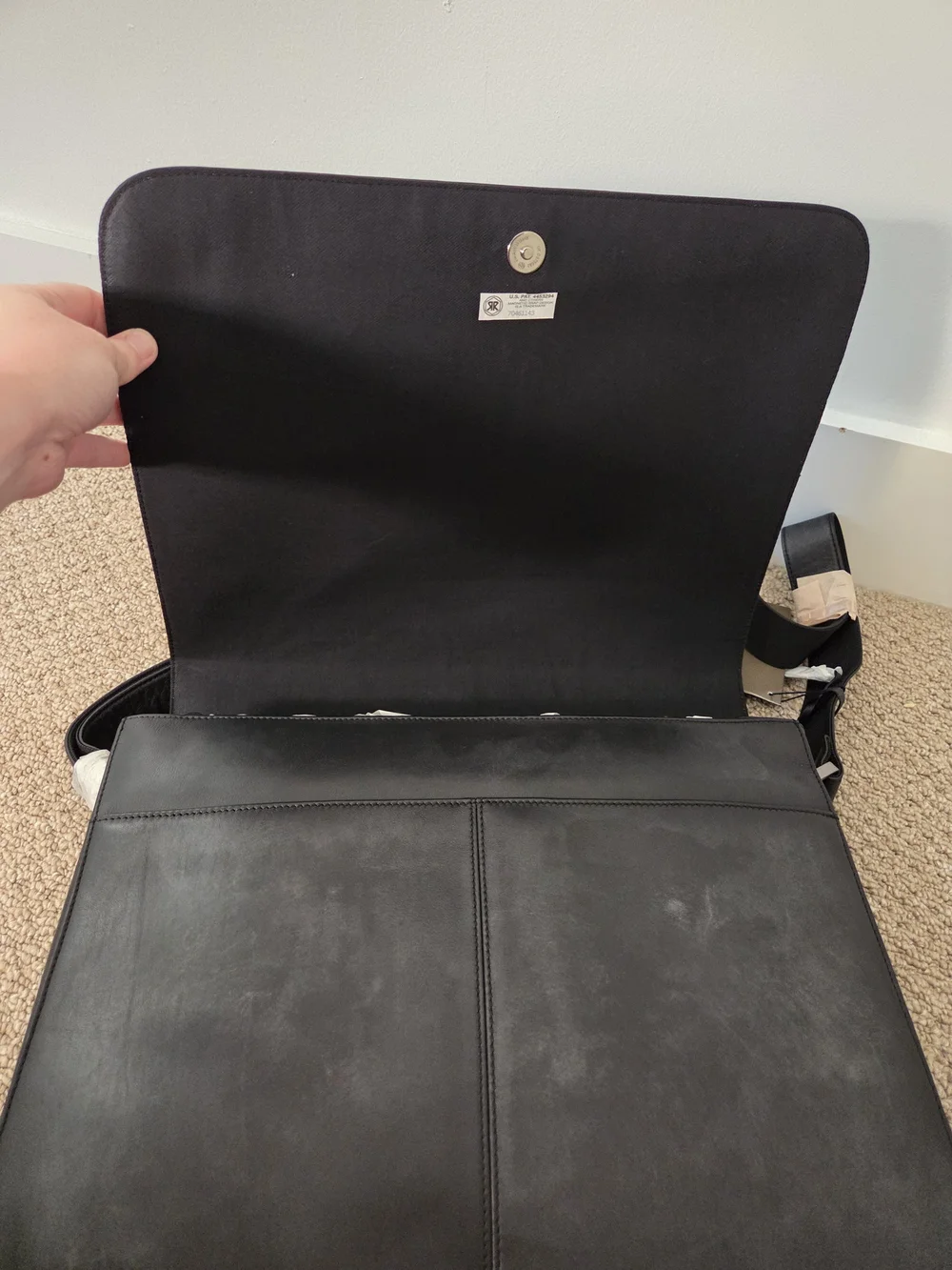 VINTAGE Calvin Klein Black Leather Messenger Bag for Men